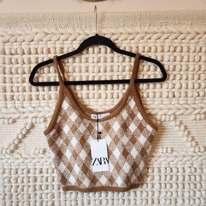 Zara checkered Sherpa Tank Crop